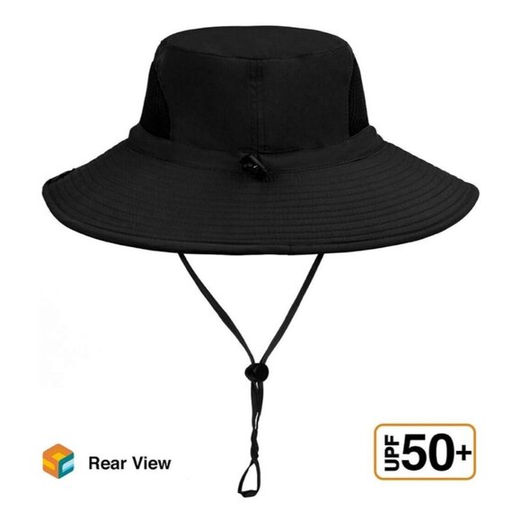 Black SUN CUBE Wide Brim Sun Hat Men Women Fishing Hats UV Protection UPF 50+ - Picture 4 of 7